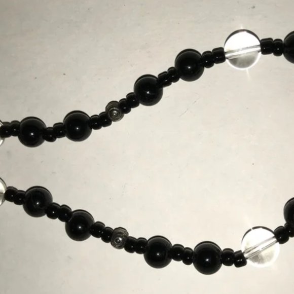 12" Long Garnet And Obsidian Anklet - Picture 4 of 7